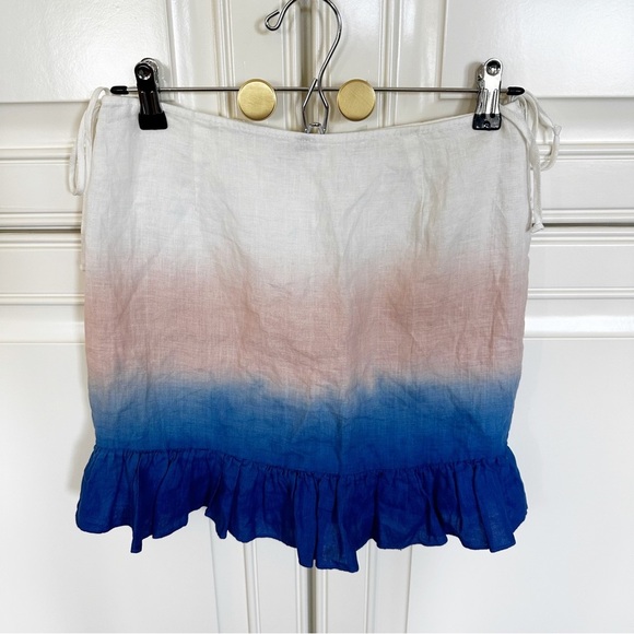 Young Fabulous & Broke Women’s Flutter Dip Dye Linen Ruffle Wrap Mini Skirt Sz S - Picture 7 of 13